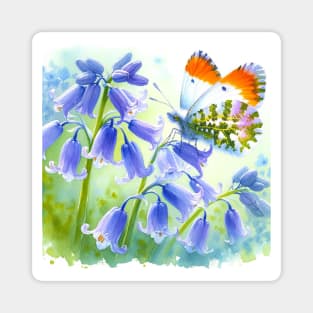 Pop Orange-Tip butterfly - Watercolor Butterfly Magnet