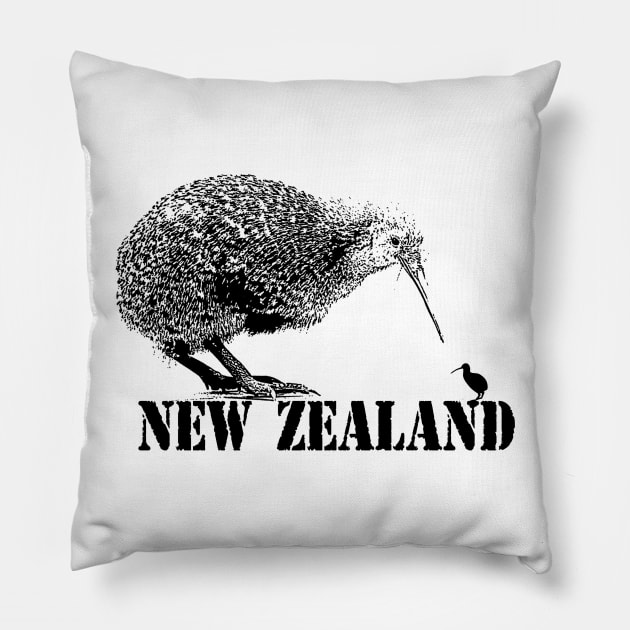 new zealand, kiwi bird Pillow by hottehue