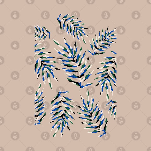 BLUE LEAF RETRO ART DECO STYLE by sarsarahstore