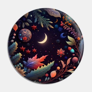 10. Celestial Bohemian Flowers Aesthetic Design Stars Moon Floral Cosmic Pattern Pin