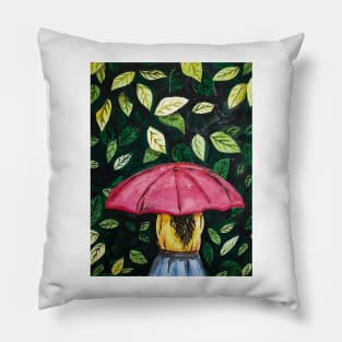 Girl with Umbrella Pillow