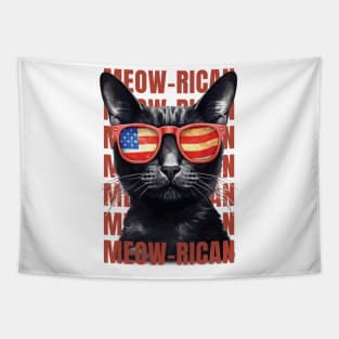 Meow-rican: Patriotic Cat Independence Day T-Shirt Tapestry