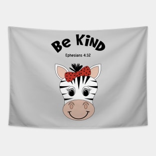 Be Kind Zebra _ Ephesians 4:37 _ Zebra Wearing A Hair Bow Tapestry