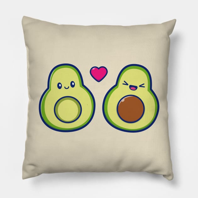 Cute Couple Avocado Cartoon Pillow by Catalyst Labs