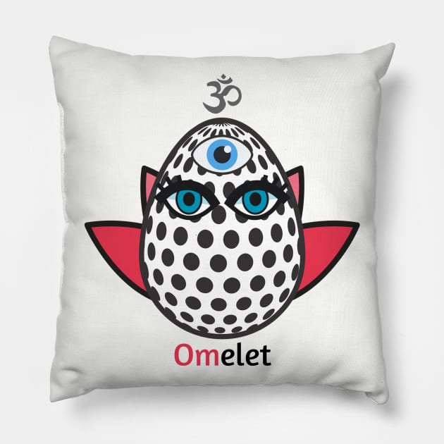 Om. Omelet. Pillow by wanderingteez