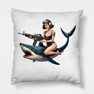 Tactical Girl and Shark Pillow