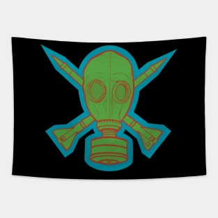 Gas Mask & Crossed Missiles Tapestry