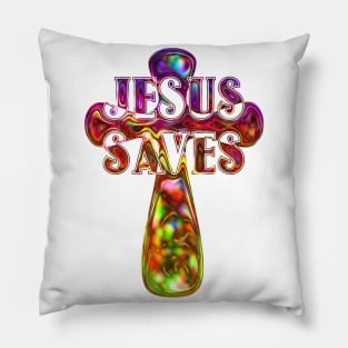 Jesus Saves Abstract Cross Art Pillow