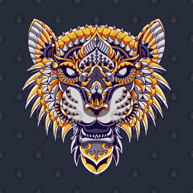 Tiger Mandala Zen tangle by Mako Design 