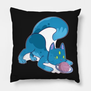 Space Cat - Alien Blue Pillow
