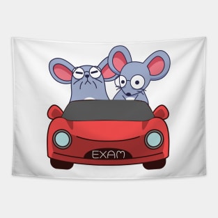 Mouse taking the driving license exam Tapestry