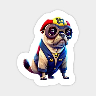 Childish Pug in Pirate Hat - Cute and Playful Dog with Pirate Costume Magnet
