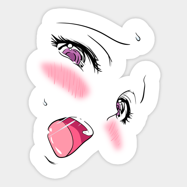 Ahegao Ahegao Sticker Teepublic Eye green ahegao imgur, attack on titan skin titan, blue, leaf png. ahegao
