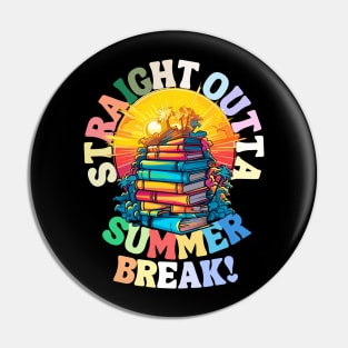 Summer Vacations - Straight Outta Adventure under Glowing Skies with Books Pin