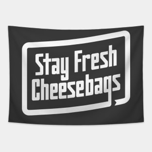 Stay Fresh Cheese Bags - Retro (White on Asphalt) Tapestry