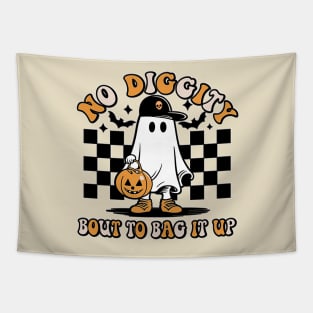 Cool No Diggity Bout To Bag It Up Ghost Halloween Tapestry