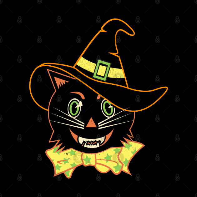 Vintage Halloween Black Cat Witch by LMHDesigns