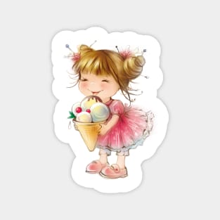 Girl with ice cream Magnet