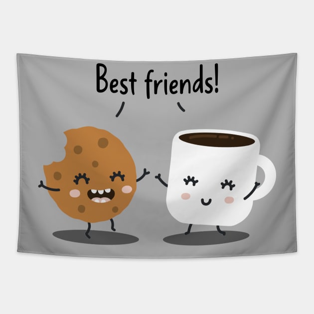 Coffee + Cookies = BFF Tapestry by NinthStreetShirts