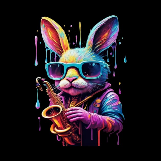 Cute Rabbit Playing Saxophone by joolsd1@gmail.com