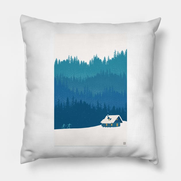 nordic ski winter wonderland scene Pillow by SFDesignstudio