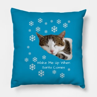 Cute Sleeping Cat Santa Christmas Pillow