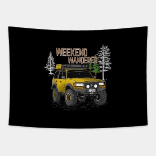 Toyota Land Cruiser Weekend Wanderer - Yellow Toyota Land Cruiser for Outdoor Enthusiasts Tapestry