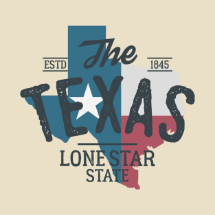 Texas State logo, emblem, label. The Lone Star State. USA Texas vintage design. Texas flag map. T-Shirt