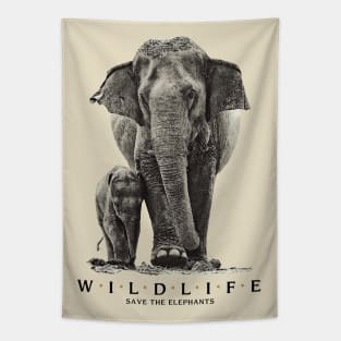 Save The Beautiful Wildlife Elephant Tapestry