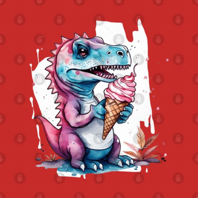 Cute dinosaur trex eating ice cream gift ideas trex kids tees tshirts hoodies gifts by WeLoveAnimals
