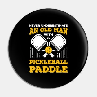 Old Man Pickleball Player Grandpa Gift Pin