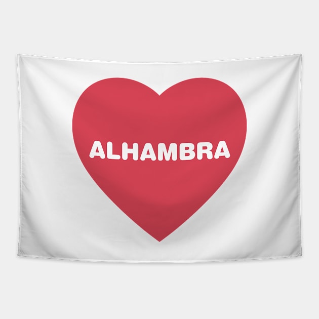 Alhambra California Bold Red Heart Tapestry by modeoftravel