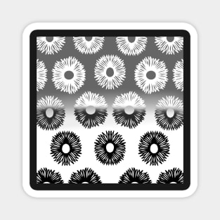 Black & White Gradient Hand-Drawn Flowers Magnet