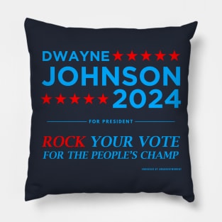 Vote The Rock 2024 President Dwayne Johnson Election (blue) Pillow