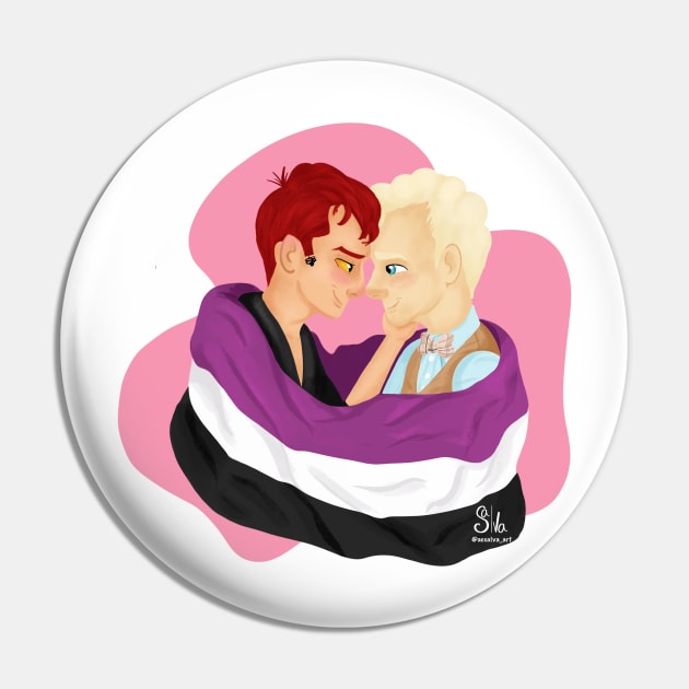 Crowley and Aziraphale Ace Pride Flag Pin by AC Salva