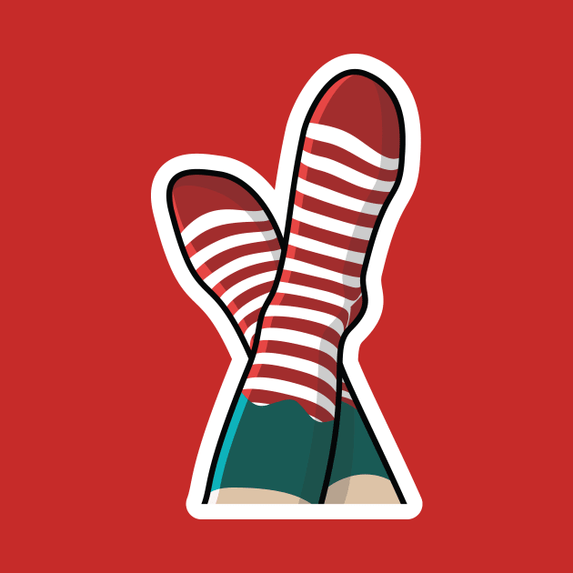 Long Men Socks Sticker Pair vector illustration. Fashion object design concept. Socks for foot cover sticker design logo with shadow. by AlviStudio