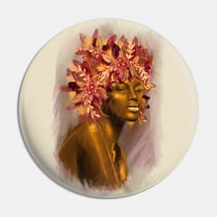 Pretty young girl with flowers in hair. Pin