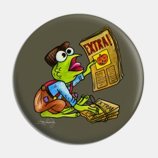 Halloween News Frog Pin