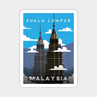 Kuala lumpur, Malaysia. Retro travel poster Magnet