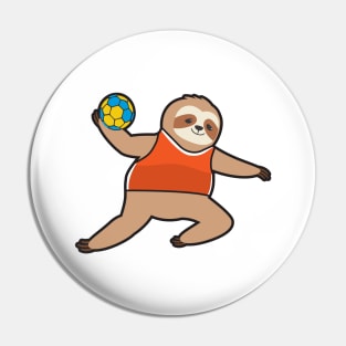 Sloth as Handball player with Handball Pin