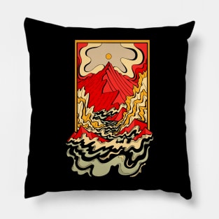 Red mountain river Pillow