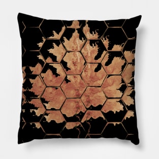 Orange Leaf Watercolor Honeycomb Beehive Pillow