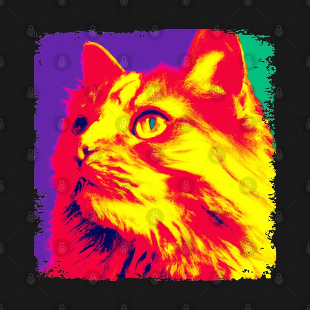 Domestic Long Hair Pop Art - Cat Lover Gift. Cool cat design for Long-haired moggie lovers - Features House Cat or Longhair Household Pet design with pop art styles. Great cat artwork for Domestic long-haired cat lovers. by PawPopArt