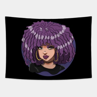 Black Girl Anime Purple Diva Tapestry