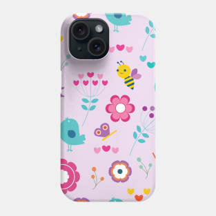 Birds, bees and flowers Phone Case