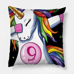 Dabbing Unicorn 9th Birthday Pillow