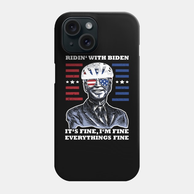 Bicycle Fall trap America Flag Sunglasses Ridin' with Biden It's Fine I'm Fine Everything It's Fine Phone Case by jodotodesign