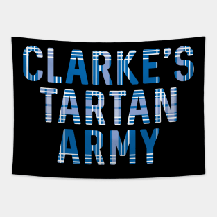 Clarke's Tartan Army, Scottish Saltire Flag Tartan, Scottish Football Slogan Design Tapestry