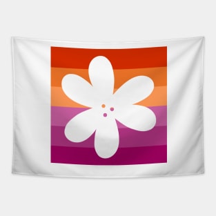 Flower Outline - discreet lesbian pride flag Tapestry