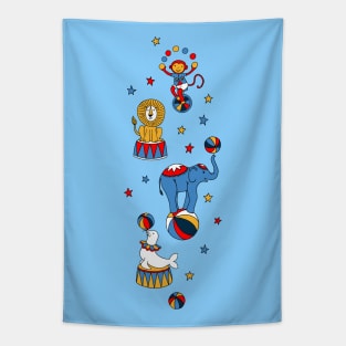 Little Circus Stars on White Tapestry